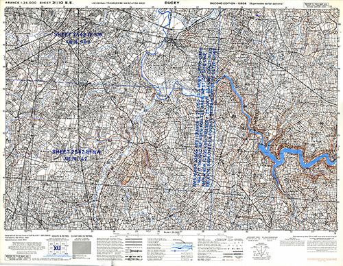 GSGS 4347 1:25,000 Ducey Sheet 31/10 SE (UTM Grid)