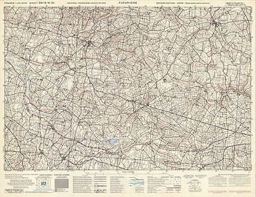 GSGS 4347 1:25,000 Fleurigne Sheet 34/06 NW (UTM Grid)