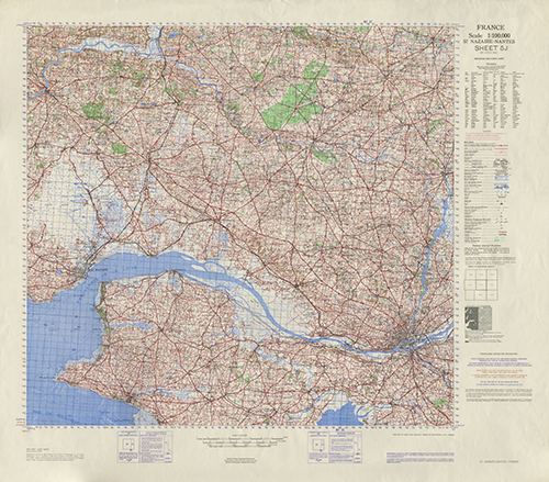 GSGS 4249 1:100,000 St Nazaire Nantes Sheet 5J