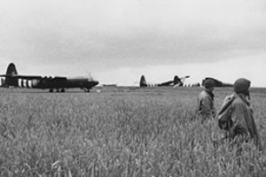 Airmen making their way off the landing zone