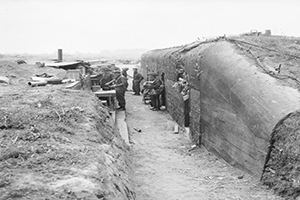 Canadian troops, Carpiquet airfield, Caen.