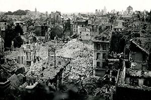 Caen with widespread catastrophic destruction