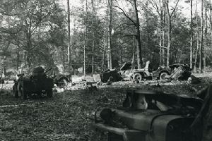 Browse Jeeps damaged by mortar and artillery fire