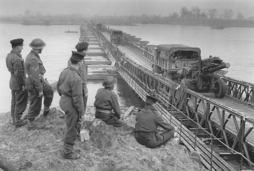 Guns being towed across the Rhine