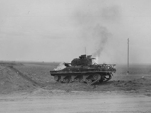 Knocked out American medium tank