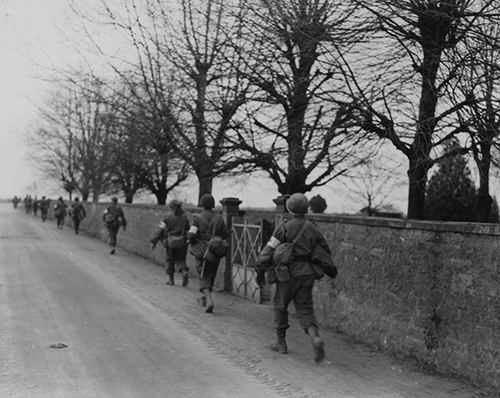 Medics go forward on East Bank of Rhine River