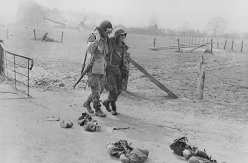 Wounded American paratrooper