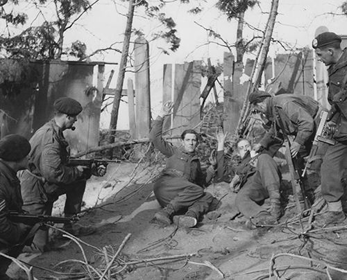 British Infantry take German Prisoners