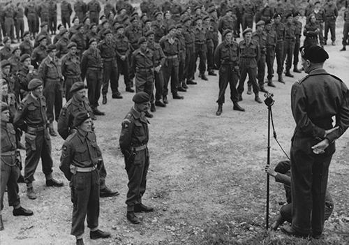 General Montgomery speaking to the assembled officers