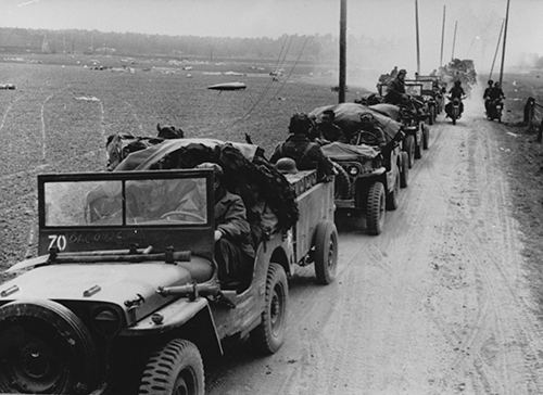 A convoy of jeeps east of the Rhine