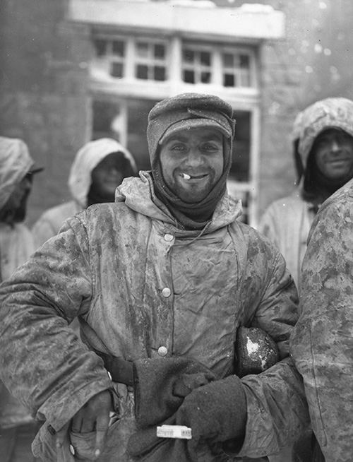 German soldier in camouflaged winter clothing