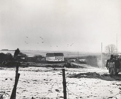 C-47 transport planes on route to Bastogne