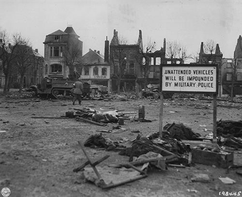 Wreckage left during the Ardennes Offensive