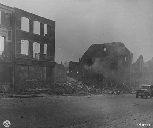 Red Cross jeep in Bastogne