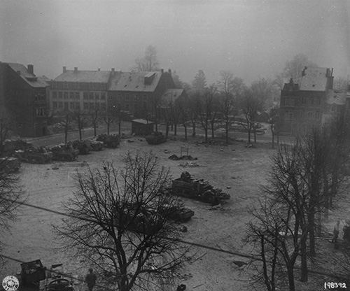 US Army vehicles in Bastogne