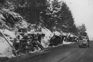 Browse American and German Vehicles lay on a roadside