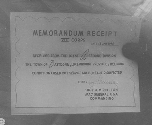 Reciept for the town of Bastogne