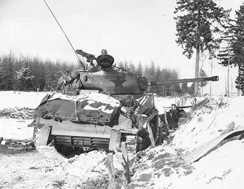 An M4 A-3 tank with 76mm gun equipped with muzzle brake