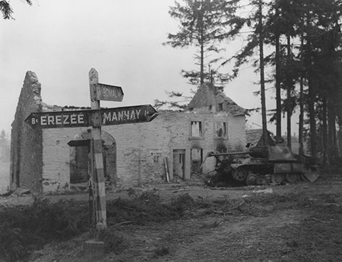 A destroyed German Tiger Tank of the 2 Panzer SS Division