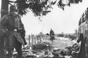 Browse German soldiers examine litter for supplies