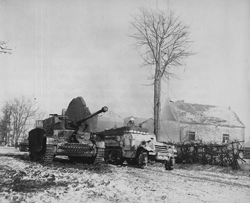 A knocked out German tank near Foy