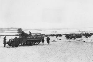 Browse Half-tracks of the 4th Division wait to advance