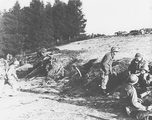 Dugouts built into a bank near Vaux Chavanne