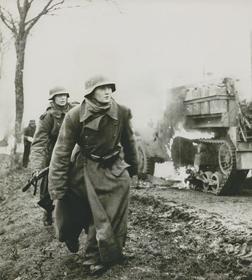 German infantry advancing during the Battle of the Bulge