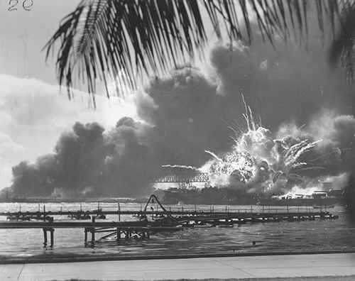 USS Shaw exploding during the raid