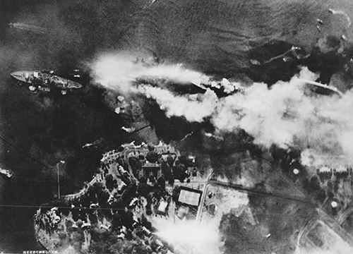 Captured Japanese photograph taken during attack on Pearl Harbour