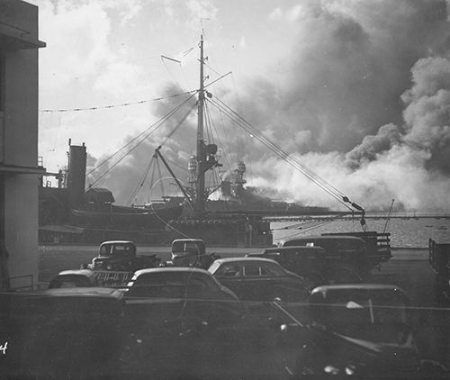 The USS Nevada after the Japanese attack